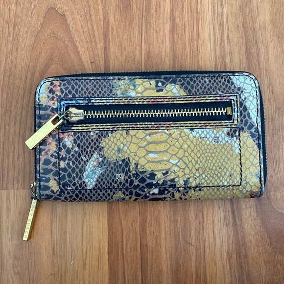 ❤️ Tory Burch 'Steffi' Print Zip Around Snake Print Multicolor Zip Wallet